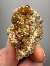 Load image into Gallery viewer, Hessonite Garnet Cluster on Matrix – Natural Collector Specimen from Pakistan | High-Grade Orange-Red Garnet Crystals
