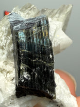 Load image into Gallery viewer, Dark Green Cap Stak Nala Tourmaline on Cleavelandite Matrix – Haramosh Mountains, Pakistan
