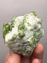 Load image into Gallery viewer, Electric Green Diopside on Quartz – Collector Mineral Specimen (Gilgit-Baltistan) Pakistan
