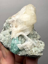 Load image into Gallery viewer, High-Grade Gemmy Green Apophyllite on White Stilbite &amp; Apophyllite | Deccan Traps, Maharashtra, India
