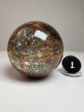 Load image into Gallery viewer, Garden Quartz Golden Rutile and/or Cubic Golden Pyrite Sphere • High Grade • RARE
