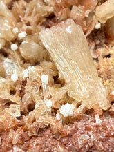 Load image into Gallery viewer, XLG Shiny Peach Stilbite and Mint Green Apophyllite on Druzy Red Heulandite – High-Grade Collector Mineral Specimen from India
