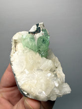 Load image into Gallery viewer, High-Grade Gemmy Green Apophyllite on White Stilbite &amp; Apophyllite | Deccan Traps, Maharashtra, India
