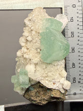 Load image into Gallery viewer, High-Grade Gemmy Green Apophyllite on White Stilbite  | Deccan Traps, Maharashtra, India
