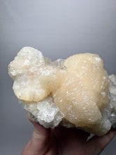 Load image into Gallery viewer, BIG Pearl &amp; Pink Stilbite Flower Crystals w Clear Apophyllite | Maharashtra, India | Collector Display Specimen
