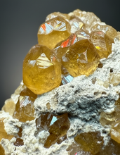 Load image into Gallery viewer, Hessonite Garnet Cluster on Matrix – Natural Collector Specimen from Pakistan | High-Grade Orange-Red Garnet Crystals
