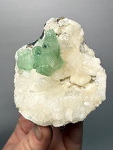 Load image into Gallery viewer, High-Grade Gemmy Green Apophyllite on White Stilbite &amp; Apophyllite | Deccan Traps, Maharashtra, India
