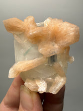 Load image into Gallery viewer, Pink Stilbite with Druzy Frosted Optical Calcite — India Zeolite Specimen
