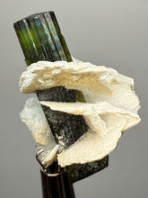 Load image into Gallery viewer, Dark Green Stak Nala Tourmaline and Cleavelandite – Haramosh Mountains, Pakistan | Thumbnail Specimen

