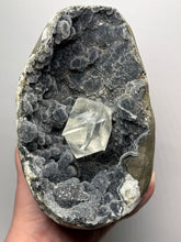 Load image into Gallery viewer, High-Grade Optical Calcite on Black Druzy Chalcedony Stalactites Zeolite| Maharashtra, India
