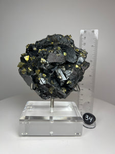 Cubic Galena, Sphalerite-Marmatite & Octahedral Golden Chalcopyrite from Bulgaria • Rare High Grade • Mineral Collector’s Specimen Showpiece