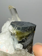 Load image into Gallery viewer, Self-healed Blue and Green Cap Stak Nala Tourmaline w Double Terminated Quartz on Cleavelandite Matrix – Haramosh Mountains, Pakistan
