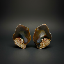 Load image into Gallery viewer, High-Grade Indonesian Sumatra Agate Pair – Vibrant Banded Chalcedony with Rich Color Zoning | Ethical Lapidary &amp; Collector Display Specimens

