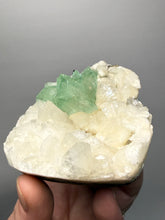 Load image into Gallery viewer, High-Grade Gemmy Green Apophyllite on White Stilbite &amp; Apophyllite | Deccan Traps, Maharashtra, India

