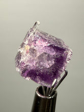Load image into Gallery viewer, Rhodochrosite + Quartz on Purple Isometric Fluorite (Thumbnail Specimen) | Wutong Mine, China
