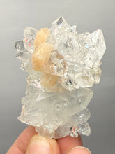 Load image into Gallery viewer, High-Grade Diamond Apophyllite on Pink Stilbite Stalactite — Maharashtra, India
