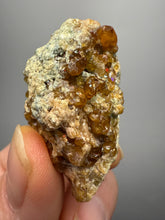 Load image into Gallery viewer, Hessonite Garnet Cluster on Matrix – Natural Collector Specimen from Pakistan | High-Grade Orange-Red Garnet Crystals
