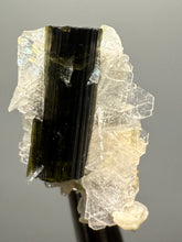 Load image into Gallery viewer, Dark Green Cap Stak Nala Tourmaline with Cleavelandite Flower – Haramosh Mountains, Pakistan | Thumbnail Specimen
