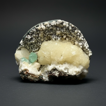 Load image into Gallery viewer, High-Grade Gemmy Green Apophyllite on White Stilbite  | Deccan Traps, Maharashtra, India

