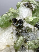 Load image into Gallery viewer, Electric Green Diopside on Quartz – Collector Mineral Specimen (Gilgit-Baltistan) Pakistan
