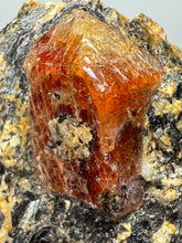 Load image into Gallery viewer, Naturally Faceted Zircon Crystal on Pegmatite–Biotite Matrix • Pakistan Mineral Specimen
