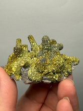 Load image into Gallery viewer, Chalcopyrite Botryoidal Stalactites on Calcite – Cabinet Specimen | Tongshankou Mine, Edong, Daye, Huangshi Prefecture, Hubei Province, China
