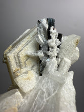 Load image into Gallery viewer, Green Cap Dark Green Stak Nala Tourmaline on Cleavelandite on Matrix – Haramosh Mountains, Pakistan
