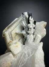 Load image into Gallery viewer, Green Cap Dark Green Stak Nala Tourmaline on Cleavelandite on Matrix – Haramosh Mountains, Pakistan
