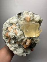 Load image into Gallery viewer, XXL Museum-Quality Golden Optical Calcite &amp; Red Heulandite Encrusted Pink Stilbite on Druzy Chalcedony | India | Mineral Display Showpiece Specimen
