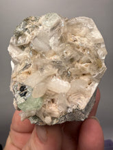 Load image into Gallery viewer, High-Grade Gemmy Green Apophyllite on White Stilbite &amp; Apophyllite | Deccan Traps, Maharashtra, India
