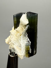 Load image into Gallery viewer, Double Blue Cap Dark Green Stak Nala Tourmaline and Cleavelandite – Haramosh Mountains, Pakistan | Thumbnail Specimen
