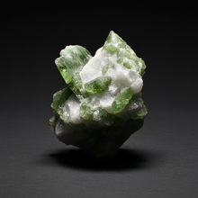Load image into Gallery viewer, Electric Green Diopside on Quartz – Collector Mineral Specimen (Gilgit-Baltistan) Pakistan
