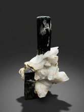 Load image into Gallery viewer, Blue Cap Dark Green Stak Nala Tourmaline on Cleavelandite Matrix – Haramosh Mountains, Pakistan
