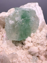 Load image into Gallery viewer, High-Grade Gemmy Green Apophyllite on White Stilbite  | Deccan Traps, Maharashtra, India
