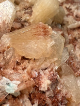 Load image into Gallery viewer, XL Shiny Peach Stilbite on Druzy Red Heulandite – High-Grade Collector Mineral Specimen from India
