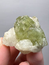 Load image into Gallery viewer, Electric Green Diopside on Quartz – Collector Mineral Specimen (Gilgit-Baltistan) Pakistan

