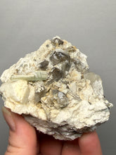 Load image into Gallery viewer, Aquamarine with Smoky Quartz on Albite Mineral Specimen | Nagar Valley, Gilgit-Baltistan, Pakistan
