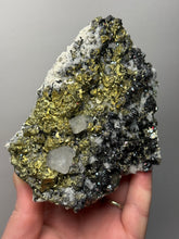 Load image into Gallery viewer, 5.1” New Find: Huanzala Mine Peru Sphalerite + Chalcopyrite + Apatite + Calcite + Quartz | Collector Display Specimen
