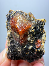 Load image into Gallery viewer, Naturally Faceted Zircon Crystal on Pegmatite–Biotite Matrix • Pakistan Mineral Specimen
