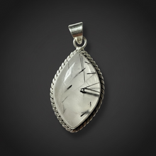 Load image into Gallery viewer, PENDANT | Black Rutile in Quartz | 925 Silver Plated
