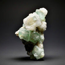 Load image into Gallery viewer, High-Grade Gemmy Green Apophyllite on White Stilbite  | Deccan Traps, Maharashtra, India
