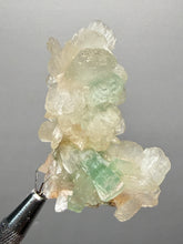 Load image into Gallery viewer, High-Grade Gemmy Green Apophyllite on White Stilbite  | Deccan Traps, Maharashtra, India
