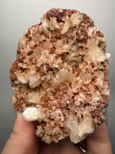 Load image into Gallery viewer, Shiny Peach Stilbite on Druzy Red Heulandite – High-Grade Collector Mineral Specimen from India
