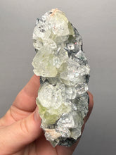 Load image into Gallery viewer, High-Grade Green Apophyllite with Pink Stilbite on Black Chalcedony – Deccan Traps, India
