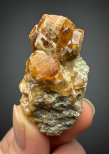 Load image into Gallery viewer, Hessonite Garnet Cluster on Matrix – Natural Collector Specimen from Pakistan | High-Grade Orange-Red Garnet Crystals
