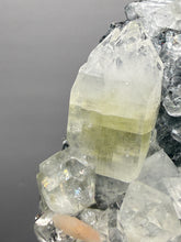 Load image into Gallery viewer, High-Grade Green Apophyllite with Pink Stilbite on Black Chalcedony – Deccan Traps, India
