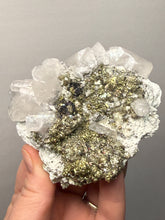 Load image into Gallery viewer, 3.3” New Find: Huanzala Mine Peru Sphalerite + Chalcopyrite + Apatite + Calcite + Quartz | Collector Display Specimen
