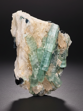 Load image into Gallery viewer, Blue Indicolite &amp; Mint Green Tourmaline on Matrix – Pegmatite Mineral Specimen from Pakistan
