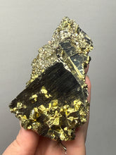 Load image into Gallery viewer, 4” New Find: Huanzala Mine Peru Sphalerite + Chalcopyrite + Apatite + Calcite + Quartz | Collector Display Specimen
