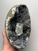 Load image into Gallery viewer, High-Grade Optical Calcite on Black Druzy Chalcedony Stalactites Zeolite| Maharashtra, India
